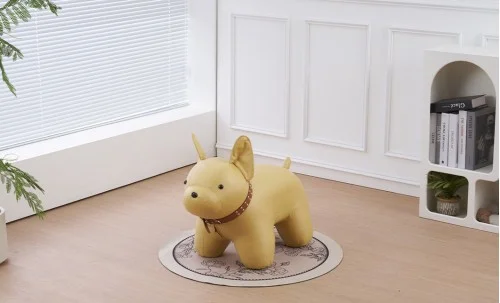 Taburet Buldog Francez KJP5305, Galben