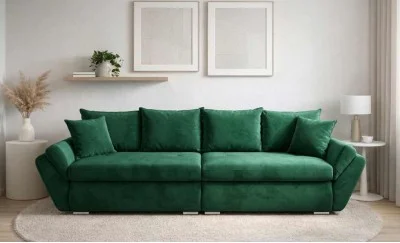 Canapea Extensibilă Confort cu Spumă HR, Verde Smarald