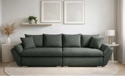 Canapea Extensibilă Confort cu Spumă HR, Verde Închis