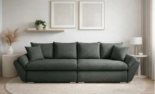Canapea Extensibilă Confort cu Spumă HR, Verde Închis