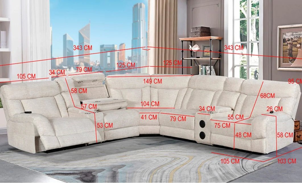 Coltar Recliner Electric Bej deschis 1