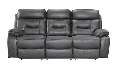 Set canapea cu 2 fotolii, sistem recliner manual Palomino, Gri închis