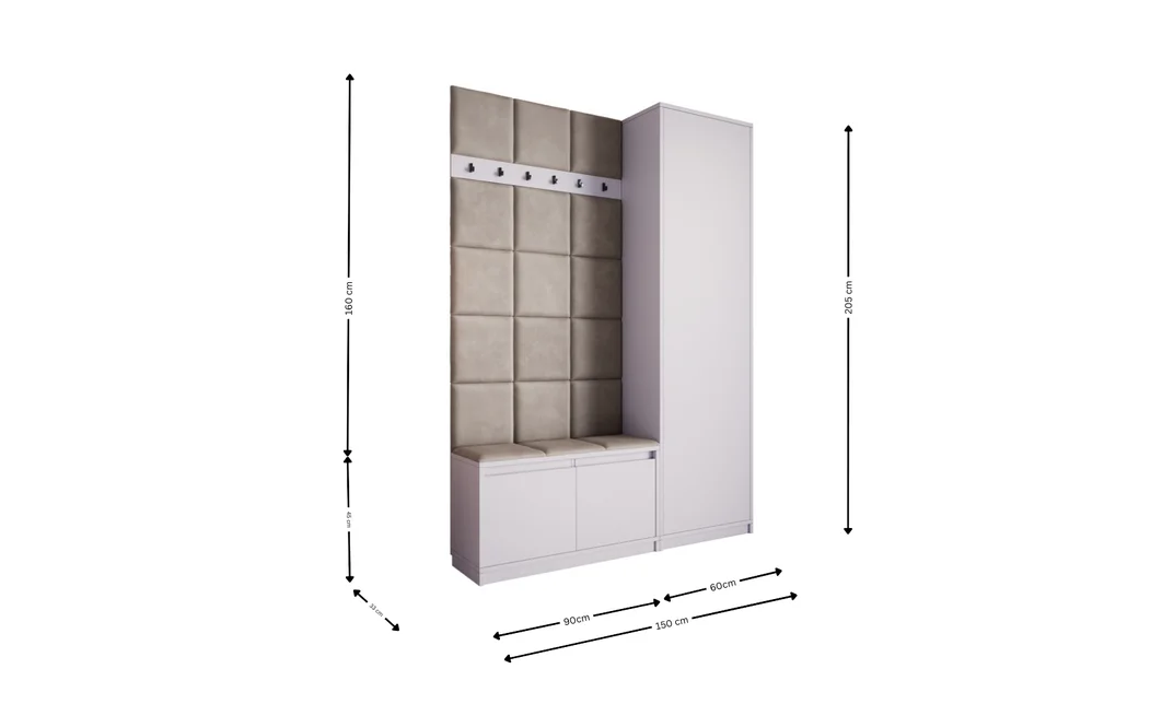 Cuier Hol Klaus I, Alb/Gri Deschis 3