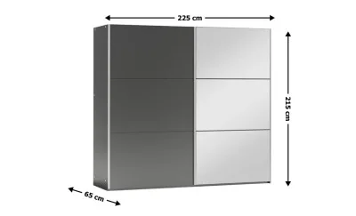 Dulap Vigo Grafit 225 Uși Glisante cu Oglindă