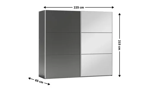 Dulap Vigo Grafit 225 Uși Glisante cu Oglindă