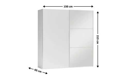 Dulap Vigo Alb 150 Uși Glisante cu Oglindă