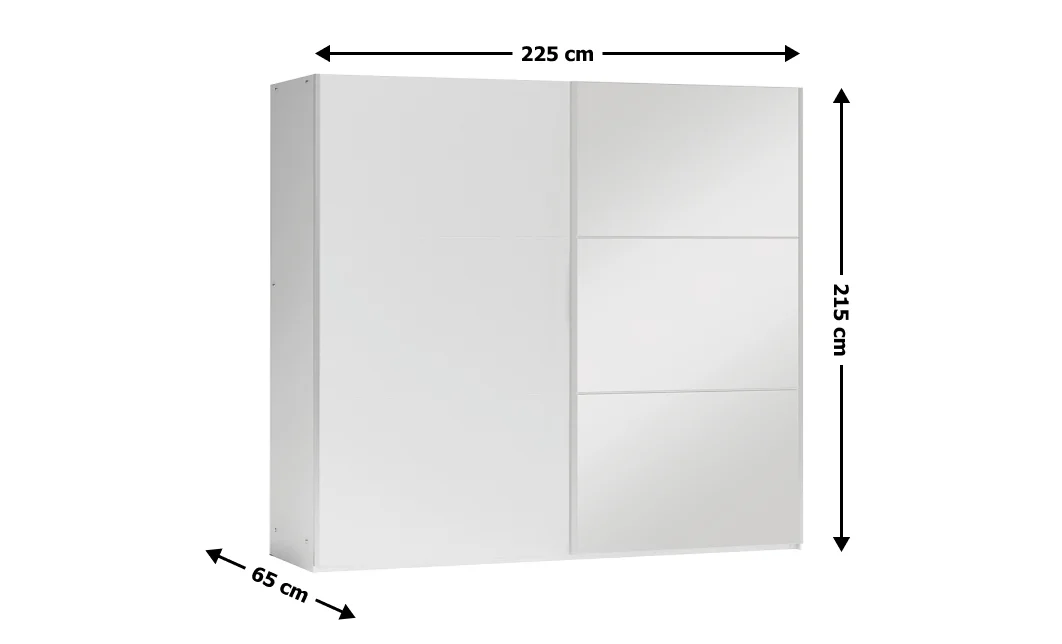 Dulap Vigo Alb 225 Uși Glisante cu Oglindă 1