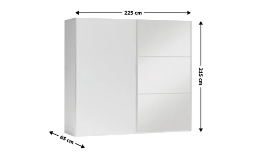 Dulap Vigo Alb 225 Uși Glisante cu Oglindă