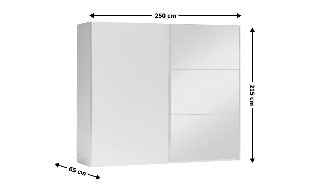Dulap Vigo Alb 250 Uși Glisante cu Oglindă 1