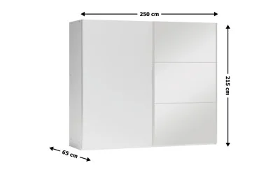 Dulap Vigo Alb 250 Uși Glisante cu Oglindă