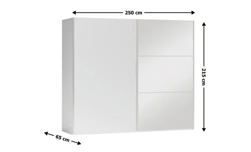 Dulap Vigo Alb 250 Uși Glisante cu Oglindă