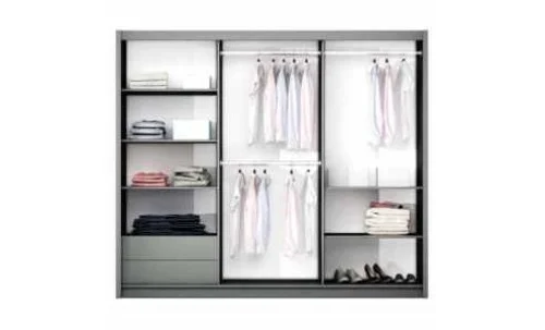 Dulap Bastia 250 Alb Uși Glisante cu Oglindă