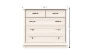 Comodă Sonata 5S10 cu 5 Sertare, Albă Cashmir