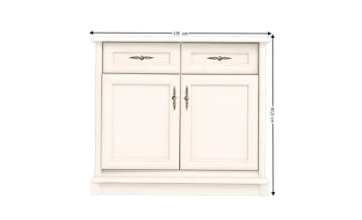 Comodă Sonata 2D2S cu 2 Sertare și 2 Uși, Albă Cashmir