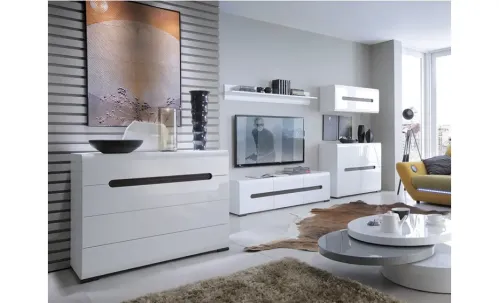 Comodă Living Azteca REG4D cu 4 Uși, Albă