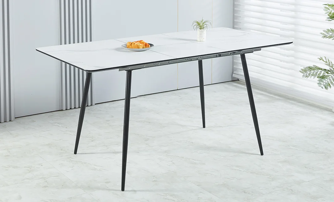 Set Masă Living Extensibilă KJT546 Bej cu 6 Scaune KJC37 Verzi 1