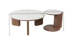 Set 2 Măsuțe de Cafea CT0110 LC  Alb/Nuc