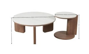 Set 2 Măsuțe de Cafea CT0110 LC  Alb/Nuc