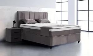 Set Pat Tapitat Tapițat cu Saltea Belicia Gri, 180 x 200