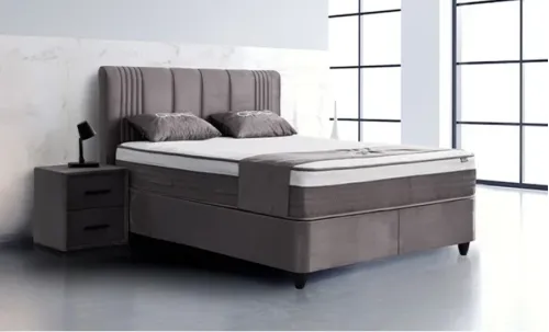 Set Pat Tapitat Tapițat cu Saltea Belicia Gri, 180 x 200