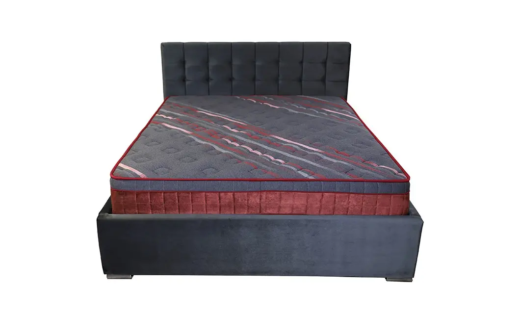 Pat Tapitat Claudia Gri cu somiera metalica fixa 160x200