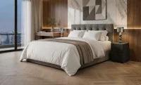 Pat Tapițat Cremona cu Somieră Rabatabilă KJB5734, Gri 160x200 