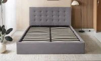Pat Tapițat Cremona cu Somieră Rabatabilă KJB5734, Gri 160x200  4