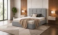 Set Pat Tapițat Siena KJB6293 Gri cu saltea Bonell si Somieră rabatabilă, 160x200 cm