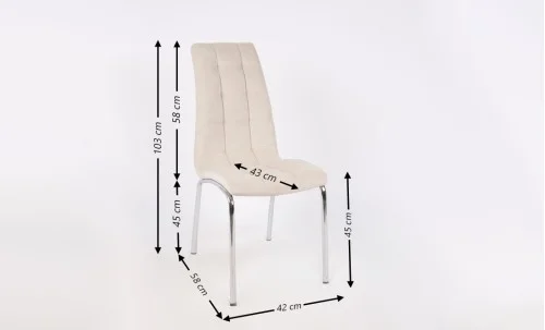 Set Masă Living Extensibilă DTM0101 Blat Ceramic Gri cu 4 Scaune Tapițate F630 Bej