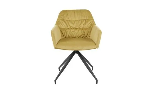 Set Masă Living Extensibilă CT241 Blat Sticlă Securizată Neagră cu 6 Scaune KJC4345 Muștar