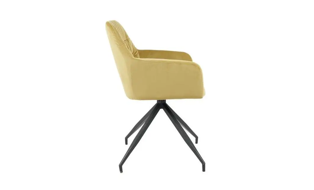 Set Masă Living Extensibilă CT241 Blat Sticlă Securizată Neagră cu 6 Scaune KJC4345 Muștar