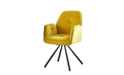 Set Masă Living Extensibilă CT241 Blat Sticlă Securizată Neagră cu 6 Scaune KJC80 Galbene