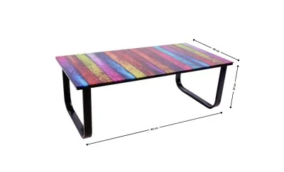 Măsuță cafea  cu blat din sticla KJCT158, model multicolor