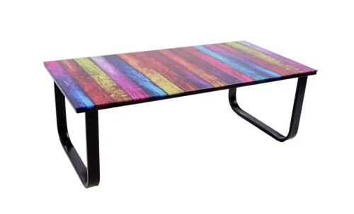 Măsuță cafea  cu blat din sticla KJCT158, model multicolor
