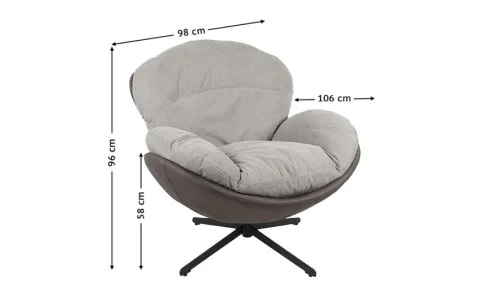 Fotoliu Living Rotativ KJLC062A Gri Deschis