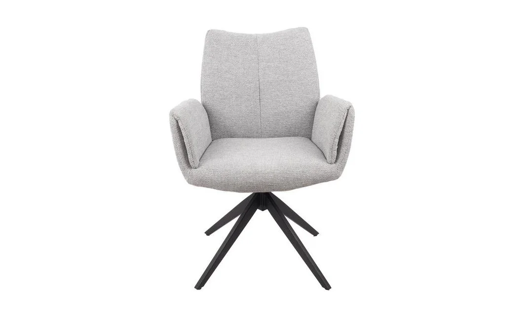 Set Masă Living Extensibilă Blat Ceramic Negru/Auriu DTM0105CS cu 6 Scaune KJC77 Gri Deschis
