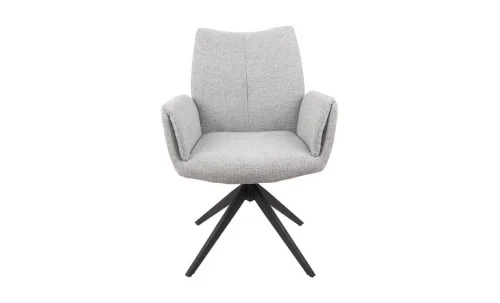 Set Masă Living Extensibilă Blat Ceramic Negru/Auriu DTM0105CS cu 6 Scaune KJC77 Gri Deschis