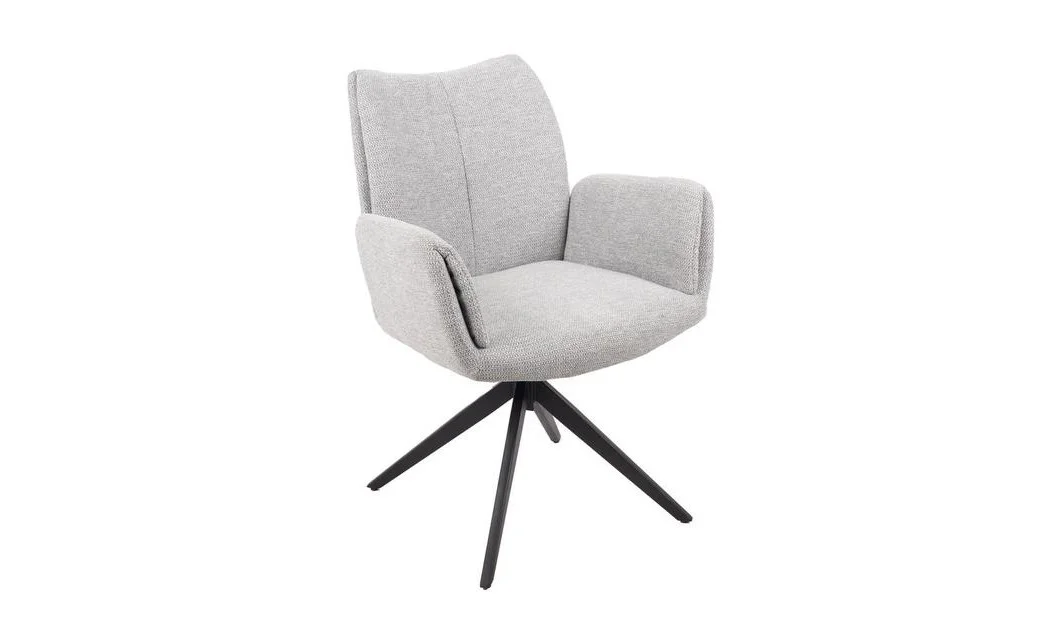 Set Masă Living Extensibilă Blat Ceramic Negru/Auriu DTM0105CS cu 6 Scaune KJC77 Gri Deschis