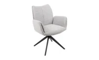 Set Masă Living Extensibilă Blat Ceramic Negru/Auriu DTM0105CS cu 6 Scaune KJC77 Gri Deschis