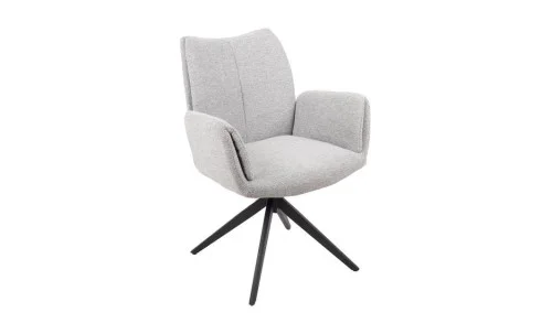Set Masă Living Extensibilă Blat Ceramic Negru/Auriu DTM0105CS cu 6 Scaune KJC77 Gri Deschis