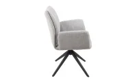 Set Masă Living Extensibilă Blat Ceramic Negru/Auriu DTM0105CS cu 6 Scaune KJC77 Gri Deschis