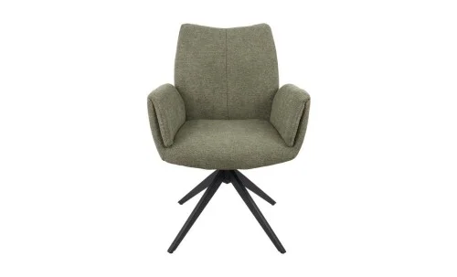 Set Masă Living Extensibilă CT163 Blat Ceramic Alb cu 4 Scaune Rotative KJC77 Verzi