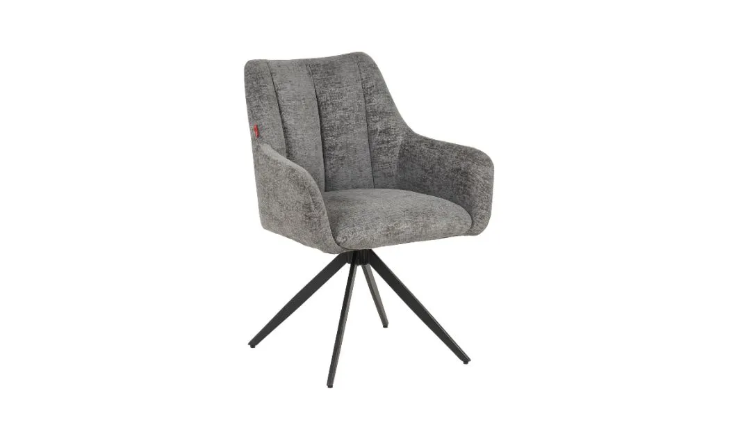 Set Masă Living Extensibilă CT163 Blat Ceramic Alb cu 4 Scaune Rotative DCM0112AS Gri Deschis 3