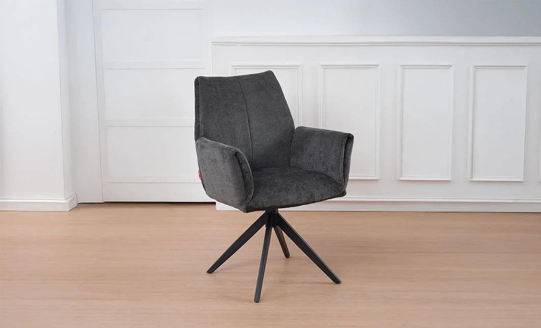 Set Masă Living Extensibilă CT242 Blat Sticlă Securizată cu 6 Scaune DCM0601AS Gri Închis