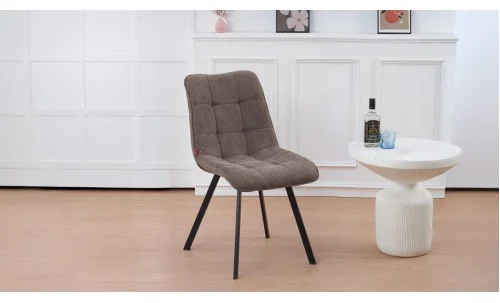 Set Masă Living Extensibilă Blat Ceramic KJT416 / DT018 Alb-Cappuccino cu 4 Scaune DCM1801CF Maro