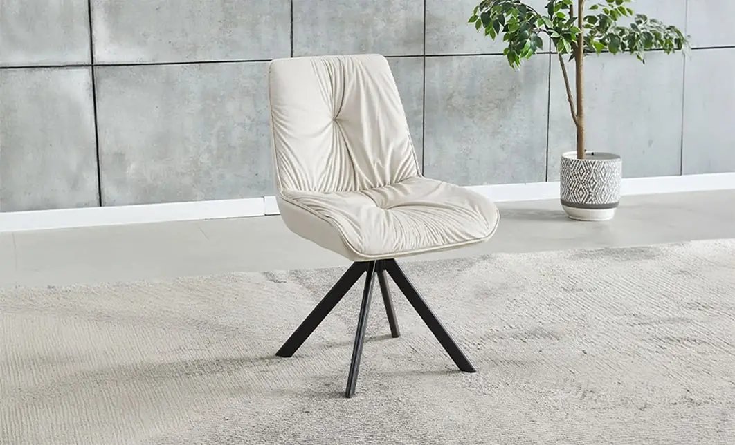 Set Masa Living Extensibila KJT380 Alb cu 6 Scaune KJC356 Bej 3