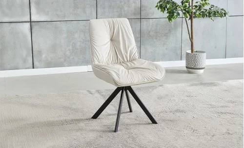 Set Masa Living Extensibila KJT380 Alb cu 6 Scaune KJC356 Bej