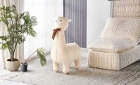 Taburet Alpaca KJP7031 pe roti, Alb