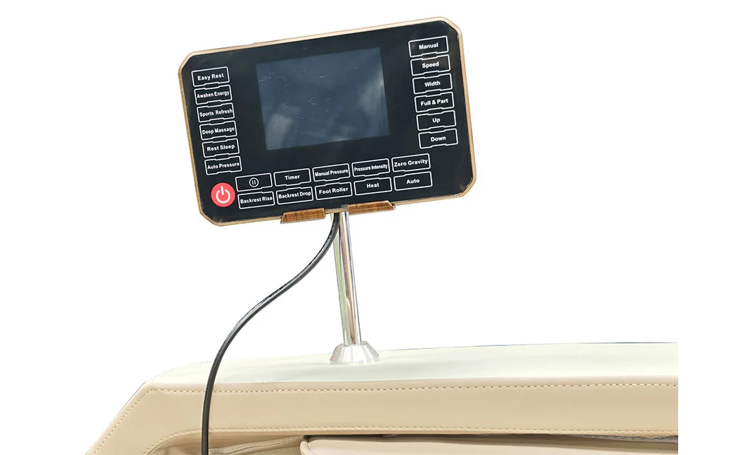 Fotoliu de masaj A101 SL Bej / Maro, control vocal AI, Zero Gravity, ecran LCD 7