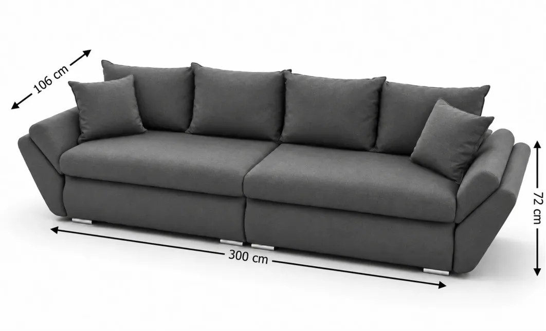 Canapea Extensibilă Confort cu Spumă HR, Gri Închis 1